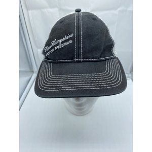 New Hampshire Motor Speedway Black White Baseball Hat Cap Adjustable Hook Loop